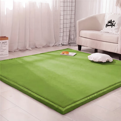 1pc Japanese Tatami Mat, Coral Velvet Mellow Mat, Baby Play Mat for Floor, 1.2 Inch Thick Crawling Rugs, Padded Foam Area Mat for Kids Playroom, Playpen, Nursery, Living Room, Yoga Mat, Non-Slip Backing