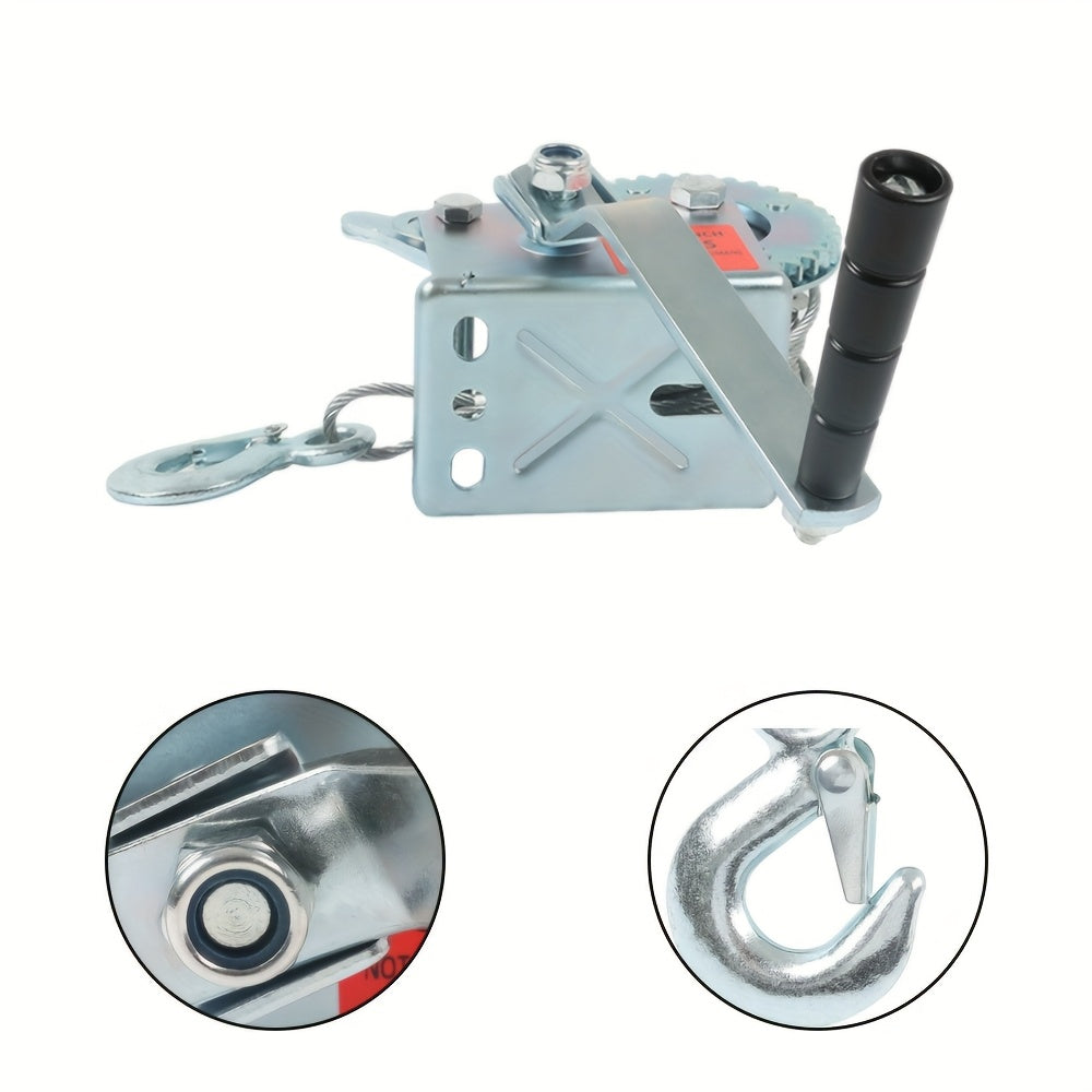 Hand Crank Winch 600-1600 Lbs Double Brake Safety Heavy Duty Steel Cable For Utility Boat Atv Trailers Farm Garage Pulling