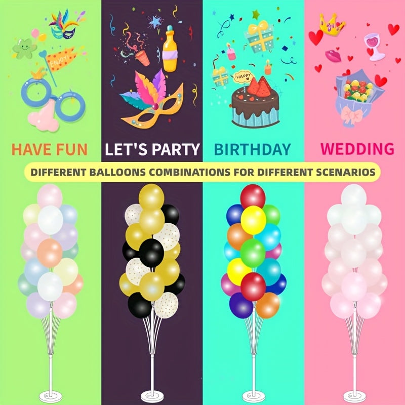 christmas 63-Inch | 19-Balloon Stand Set, 2pcs Kit with Base for Table & Floor Use - Balloon Arch Decor Holder for Birthday, Wedding, Graduation Party Centerpiece - Giant Balloon Column Kit, Sturdy PP Pole Stand, Easy Assembly, Durable and Reusable
