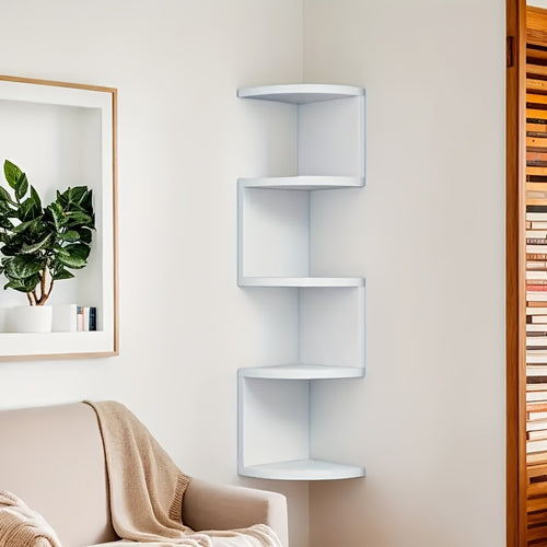 5/3 Tier Utility Shelf, Hanging Corner Shelf, Easy to Install, Multi-Tier Wall Mounted Storage Shelf, Floating Storage Shelf for Living Room, Bedroom, Kitchen, Bathroom, Office - Creative Decorative Organizers, Perfect Gifts, White/black