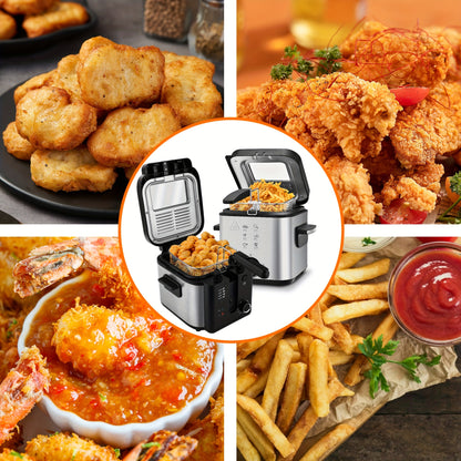SUSTEAS 1500W Non-Stick Frying Pan | Adjustable Temperature, with Detachable Basket, Equipped with Various Sizes (50.72oz/84.54oz/101.44oz) Of Non-stick Inner Lining, Easy to Clean - An Ideal Choice for Cooking Enthusiasts As A Father's Day Gift