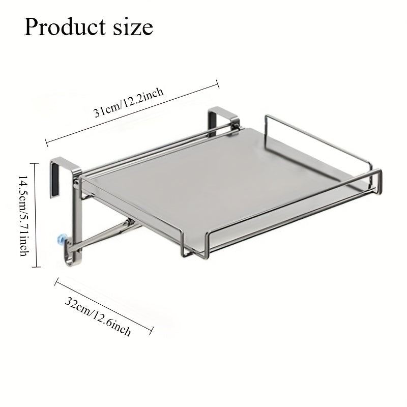 Foldable Stainless Steel Kitchen Storage Rack – Cabinet Door Organizer & Countertop Shelf for Kitchen, Bathroom & Pantry | Space-Saving Multi-Use Hanging Rack