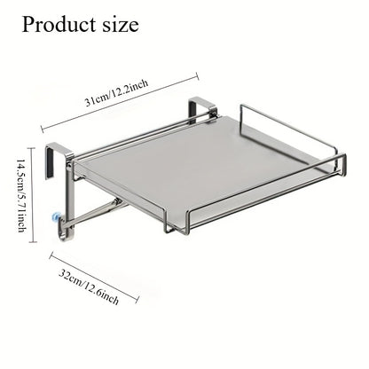 Foldable Stainless Steel Kitchen Storage Rack – Cabinet Door Organizer & Countertop Shelf for Kitchen, Bathroom & Pantry | Space-Saving Multi-Use Hanging Rack