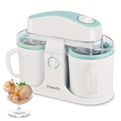 Homemade Delicious Ice Cream, Frozen Yogurt, and Fruit Smoothies, Easy to Make. 33.81oz Dual-cup Design, Detachable for Convenient Operation and Easy Cleaning, the Perfect Christmas Gift Choice!