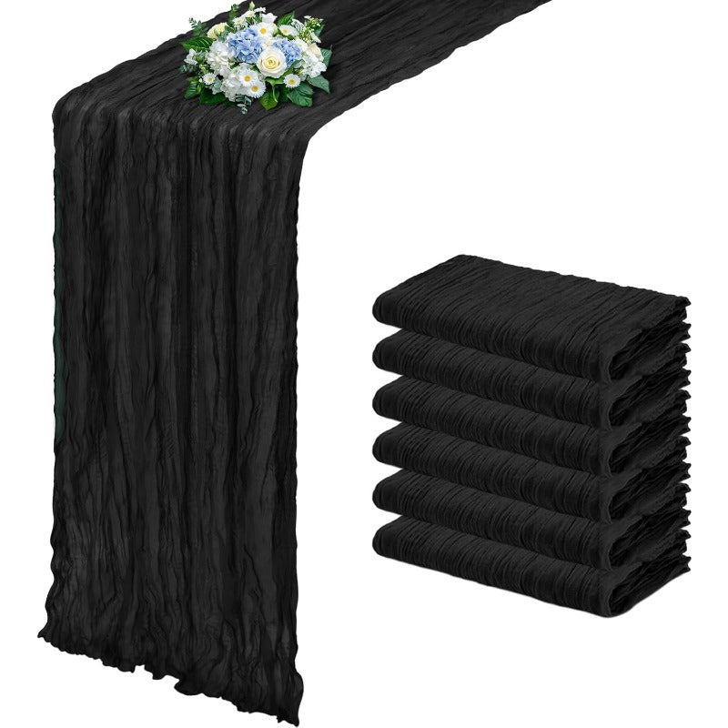 6-Pack Boho Gauze Table Runners | 21.7×72.8 Inch Semi-Sheer Cheesecloth Fabric, Polyester, 70-80 g/㎡, for Wedding, Baby Shower, Birthday & Home Garden Farmhouse Decoration by Dololoo