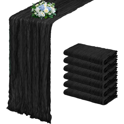 6-Pack Boho Gauze Table Runners | 21.7×72.8 Inch Semi-Sheer Cheesecloth Fabric, Polyester, 70-80 g/㎡, for Wedding, Baby Shower, Birthday & Home Garden Farmhouse Decoration by Dololoo