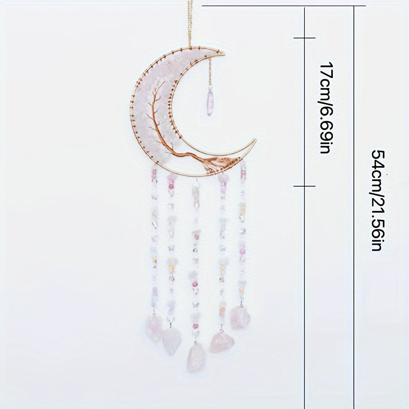 Handmade Dreamcatcher Pendant Moon Suncatcher Wind Chime Decorative, Indoor Outdoor Courtyard Garden Party Christmas Wall Hanging Decoration Christmas Birthday Gifts