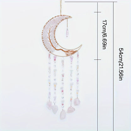 Handmade Dreamcatcher Pendant Moon Suncatcher Wind Chime Decorative, Indoor Outdoor Courtyard Garden Party Christmas Wall Hanging Decoration Christmas Birthday Gifts