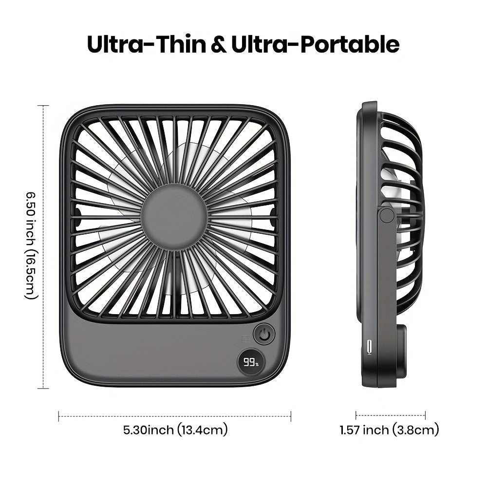 USB Desk Fan Battery Operated | 2000mAh & 5000mAh Rechargeable Mini Personal Fan, 4-Speed Adjustable, 180° Tilt & Foldable, Ultra-Quiet Strong Airflow for Office, Bedroom & Desktop Use – Black, Pink, White