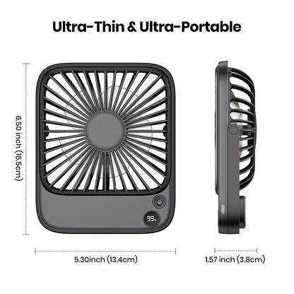 USB Desk Fan Battery Operated | 2000mAh & 5000mAh Rechargeable Mini Personal Fan, 4-Speed Adjustable, 180° Tilt & Foldable, Ultra-Quiet Strong Airflow for Office, Bedroom & Desktop Use – Black, Pink, White