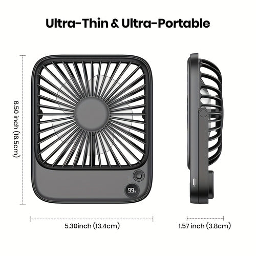 USB Desk Fan Battery Operated | 2000mAh & 5000mAh Rechargeable Mini Personal Fan, 4-Speed Adjustable, 180° Tilt & Foldable, Ultra-Quiet Strong Airflow for Office, Bedroom & Desktop Use – Black, Pink, White