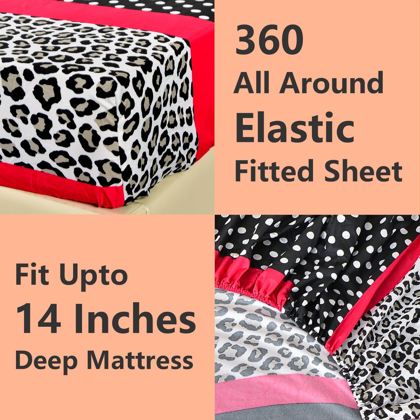 4/6pcs Printed Microfiber Bed Sheet Set – Easy Care, Lightweight, Breathable, and Soft - 14 inches Deep Pocket - Patchwork Patterned - Twin, Full, Queen and King