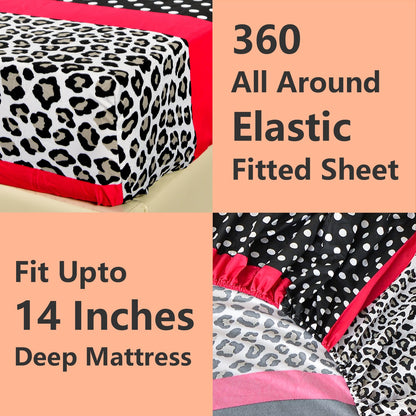 4/6pcs Printed Microfiber Bed Sheet Set – Easy Care, Lightweight, Breathable, and Soft - 14 inches Deep Pocket - Patchwork Patterned - Twin, Full, Queen and King