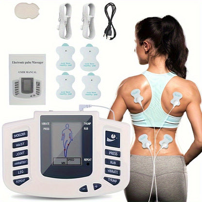 TENS EMS Dual Channel Stimulator | (4 Electrodes) for Relieving Back, Shoulder, And Knee Joints | Relaxation And Exercise, with 10 Modes And 8 Intensity Levels, The Best Gift for Family And Friends.