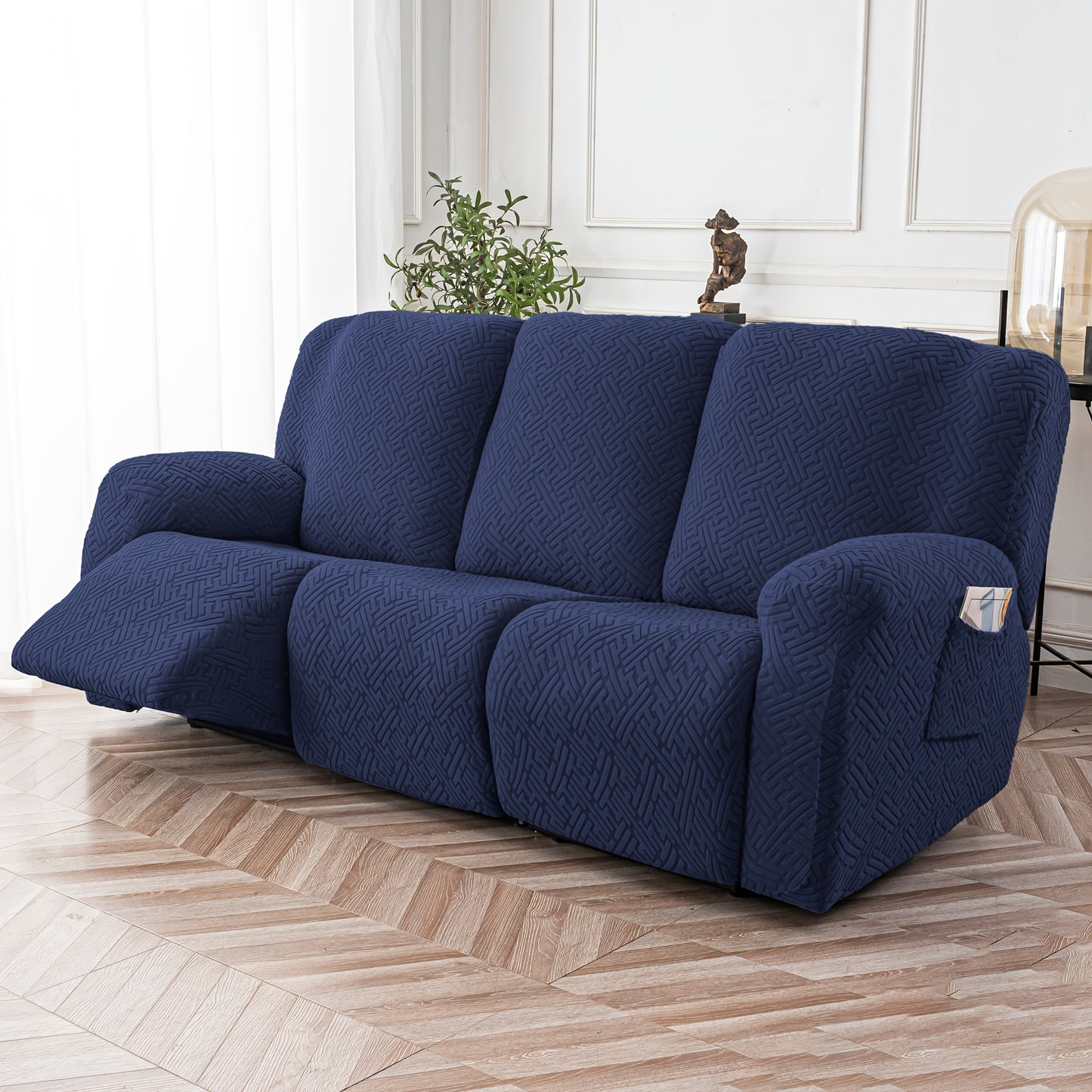 3SEATS 8pcs Recliner Slipcover Set, Flexible And Soft Slide Sleeve, Furniture Protector with Pocket, Suitable for Sofa Office Living Room