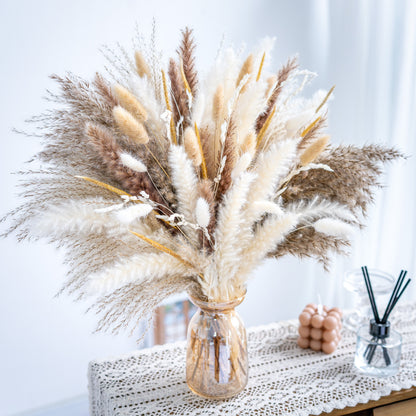 105pcs 120pcs Natural Pampas Grass Decor Bouquet | Boho Dried Floral Arrangement Centerpiece Table Decor Wedding Decor Rustic Decor
