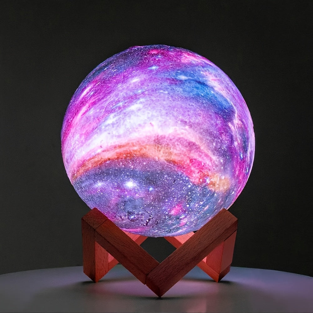 Moon Lamp Night Light Galaxy Lamp 16 Colors 3D Star Moon Lamp with Wooden Stand, Remote Control USB Plug-in Perfect Birthday Gift for Lovers Men And Women (5.9 Inches)