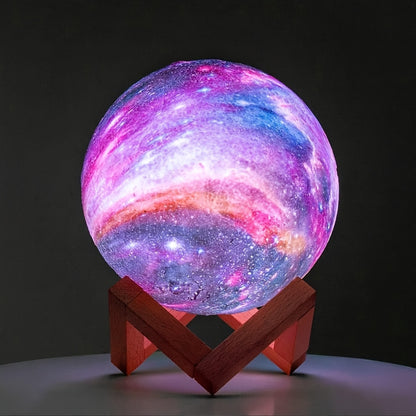 Moon Lamp Night Light Galaxy Lamp 16 Colors 3D Star Moon Lamp with Wooden Stand, Remote Control USB Plug-in Perfect Birthday Gift for Lovers Men And Women (5.9 Inches)