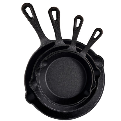 Cast Iron Skillet, Cast Iron Frying Pan Uncoated Set, Frying Pan with Drip Spout, Heavy Duty Pan Cookware, Household Pans, Kitchen Accessories, Home Cooking, Suitable for Frying, Stir-Frying, Cooking, Baking