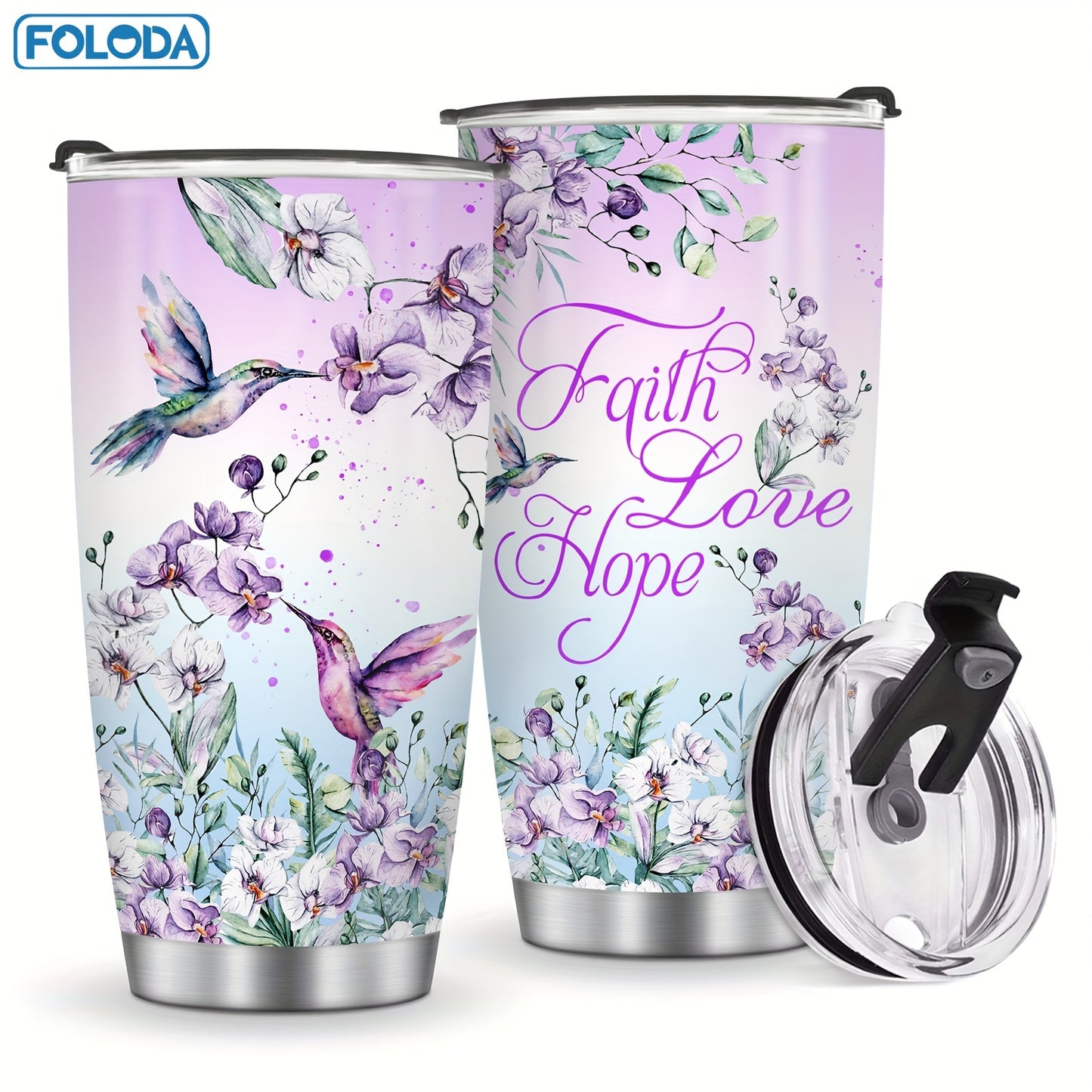 1pc, Hummingbird Flower Vacuum Insulated Travel Coffee Tumbler For Mother Grandma, Present For Mama Mom Sister Daughter, Birthday Valentines Day Gift For Her