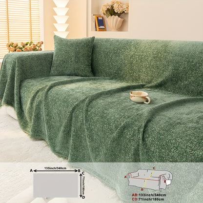 Super Soft Chenille Couch Protector - Durable, Pet-Friendly Solid Slipcover with Fringes for Living Room Decoration