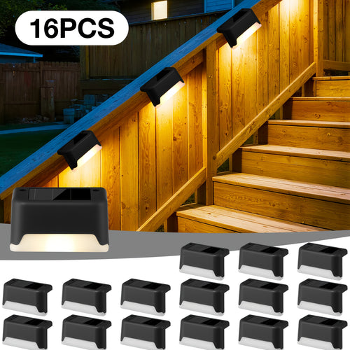 16/32pcs Solar Deck Lights, Solar Step Lights, IP65 LED Lights, 12 Hr Night Lighting for Outdoor Stairs, Fence, Ideal Pathway Lights for Commercial Spaces Like Malls, Hotels And Libraries, Fence Lights for Business, Solar LED Lights