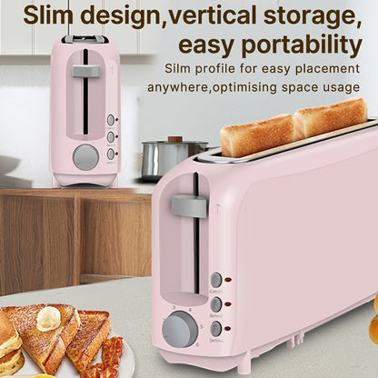 2-Slice Slim Toaster, 6 Shade Settings with Cancel, Reheat & Defrost, 10" Long Slot, Auto Shut Off, Removable Crumb Tray, Blue, Pink, Red, Yellow, Warte, Black