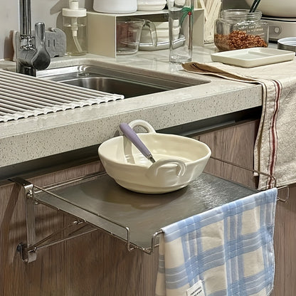 Foldable Stainless Steel Kitchen Storage Rack – Cabinet Door Organizer & Countertop Shelf for Kitchen, Bathroom & Pantry | Space-Saving Multi-Use Hanging Rack