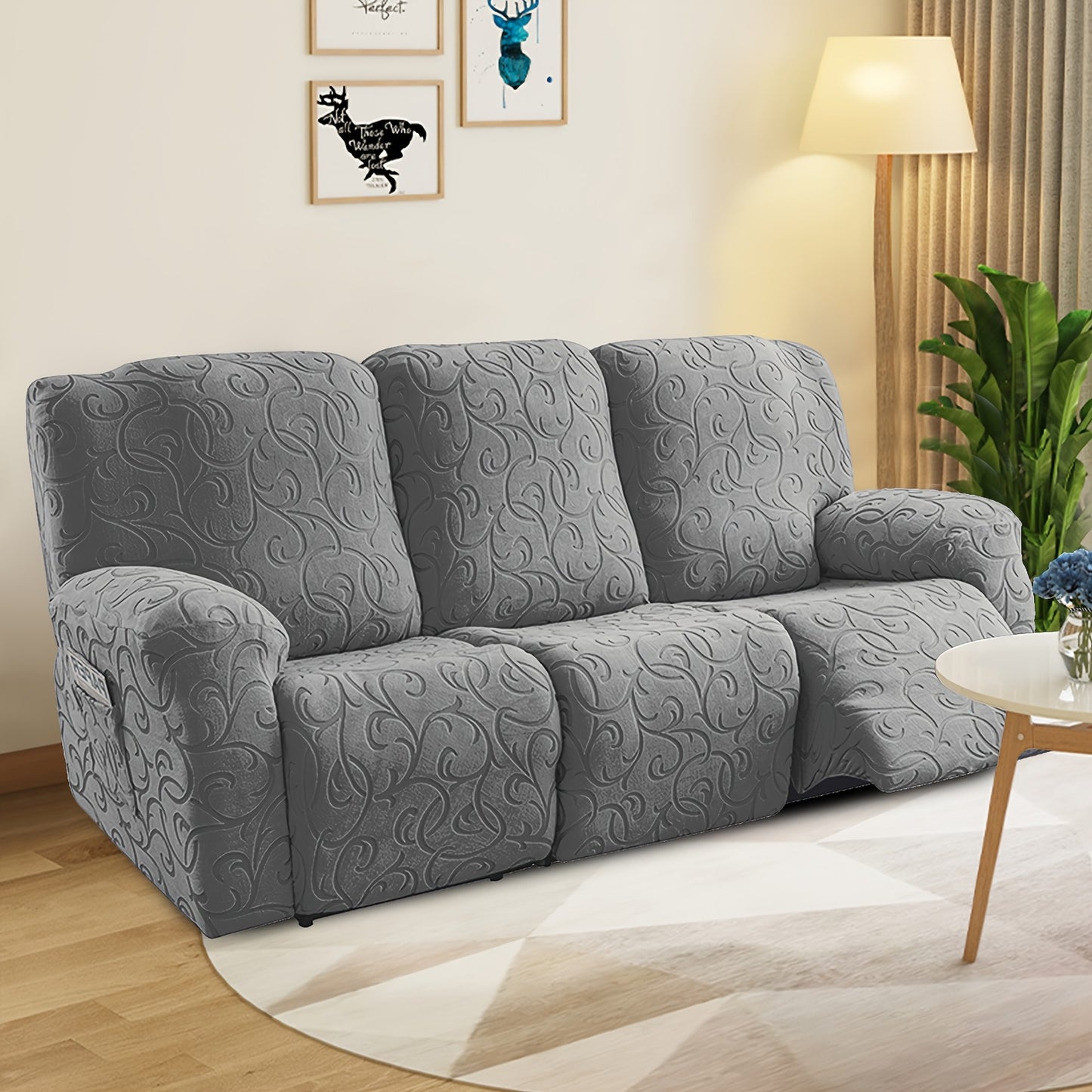 3-Seater Plush Recliner Sofa Cover, High Stretch Thickened Fabric, Machine Washable Easy Care, Wear-Resistant for Living Room Bedroom