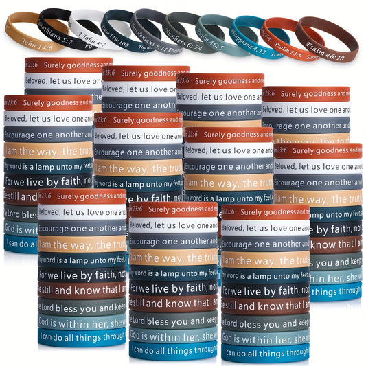 Gift For Her/Him 240pcs of Bible Verse Bracelets, Christian Silicone Wristbands in Bulk Supply, Motivational Quotes Wristbands, Father'S Day Gifts, Religious Gathering Small Gifts, Unisex