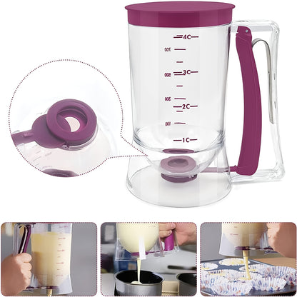 2pcs Pancake Batter Dispenser, Handheld Batter Mixing Separator with Cleaning Brush, Cupcake Batter Dispenser Baking Tool with Squeezing Handle Design, for Cupcake Perfection Baking Tool Accessories, Durable Kitchen Gadget.