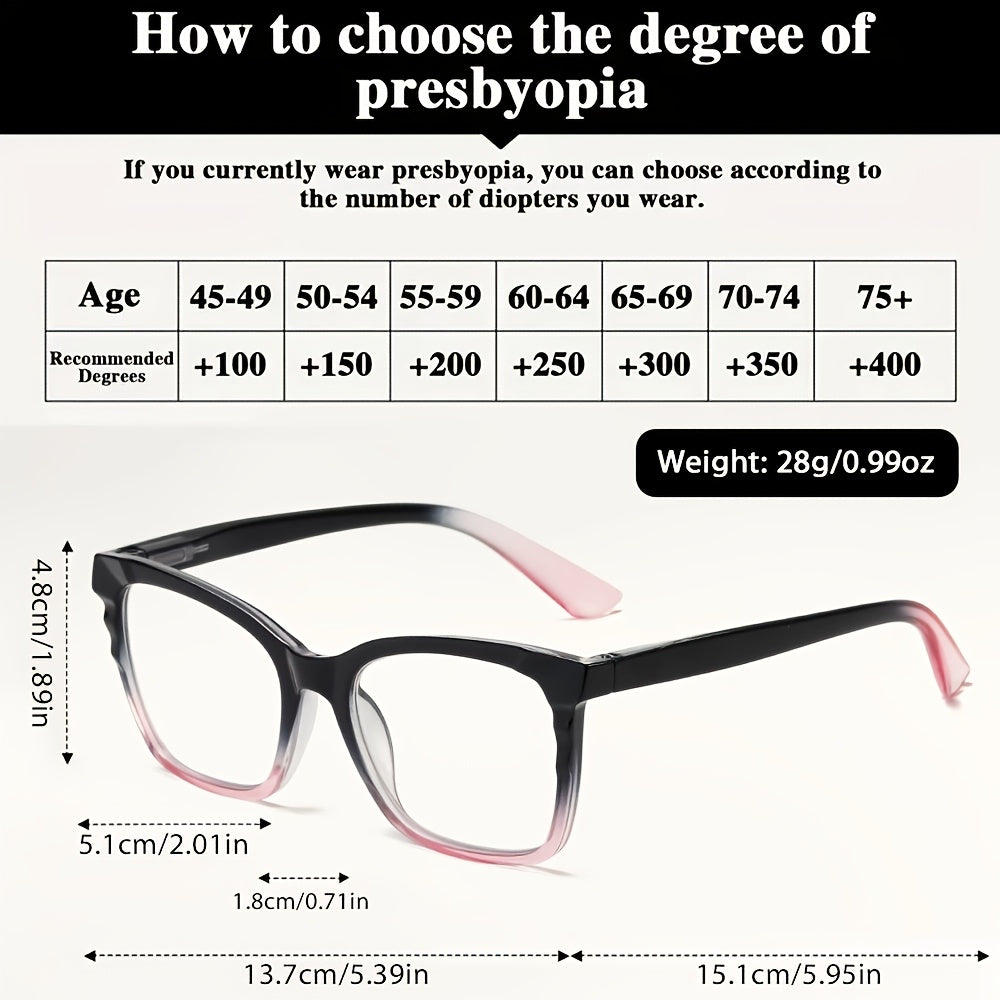Blue Light Blocking Reading Glasses for Women Rectangular Frame Floral Design Anti-Fatigue Spring Hinge Resin Lenses Comfortable Lightweight Readers Purple Floral Gradient Black Brown Magnification 1.0 to 4.0