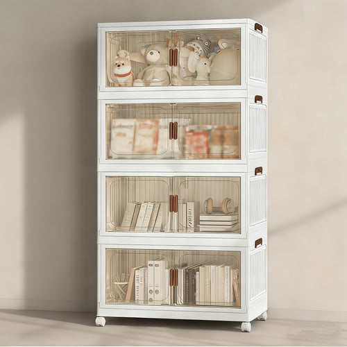 5--1 Layer Of Folding A Locker, The Kitchen Bin, Large Double Open Store Content Box, Cabinet Fittings, Furniture with Cover And Wheel Large Locker to Store Clothes, Snacks, And Books, Home Office Outdoor Folding Container 1/2/3/4/5Layer Cabinet