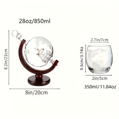 Spherical Decanter 28oz/850ml/sailboat Decanter 44oz/1300ml, Etched Globe Cup 350ml/11.84oz, Perfect For Whiskey Enthusiasts, Suitable For Any Occasion: Birthdays, Weddings, Anniversaries, Engagements, Retirements