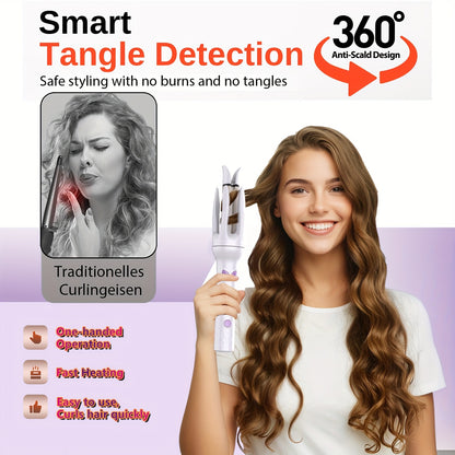 Genai Automatic Hair Curler: 28Mm Barrel, 4 Temperature Options, Negative Ion Technology, The Essential Tool for Hair Styling & A Travel Essential for Easy Curls