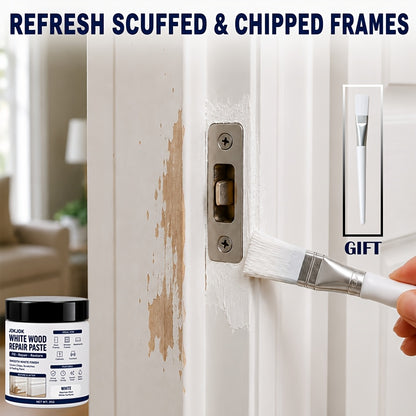 WHITE TRIM REPAIR PASTE - White Wood Repair Filler for Door Frames, Window Frames, Baseboards And Cabinets - Covers Scratches, Chips And Peeling Paint with Smooth White End - Fast Drying Water-Based Formula for Furniture Touch-Up