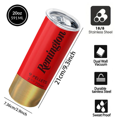 Bullet & Hunting Design Coffee Mugs, 304 Stainless Steel Insulated Tumbler With Lid & Straw, Beverage Container & Travel Cup, 20oz Camping Drinkware, Ideal Gift For Men, Birthday, Parties, Holiday, Father'S Day, Thanksgiving Day, Halloween