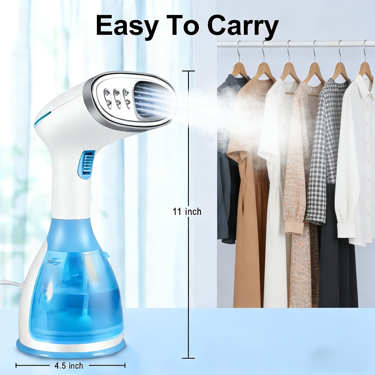 Steamer for Clothes, Fast Heat-Up Clothes Steamer Handheld Garment Steamer with 3 Steam Settings, 10.14oz Water Tank, 9.8' Cord, Portable Travel Steam for Removes Wrinkle Safe on All Fabrics