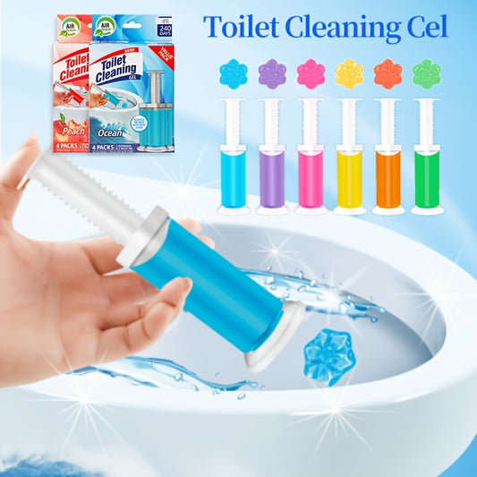 Toilet Cleaning Gel Stamp with Dispenser, Toilet Bowl Freshener & Cleaner Gel Stamps Prevent Scale & Toilet Ring, 6 Scents – Ocean, Lavender, Floral, Peach, Lemon, Pine – 4 Pcs or 8 Pcs Pack