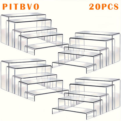 10/20pcs of PITBVO Acrylic Display Risers in Various Sizes, Transparent Acrylic Stands for Showcasing Funko Pop Figures, Cupcakes, Jewelry, Perfumes, And More (Large Size)