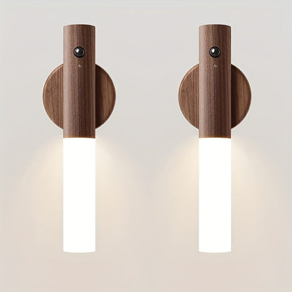 2pcs Intelligent Rechargeable Magnetic Sensor USB IPX4 LED Night Light - Human Body Sensor Wall And Cordless Wall Light for Motion Detection, Suitable for Home Bedroom, Kitchen And Bathroom Wall Sensor Light, Anti-collision And Anti-fall At Night