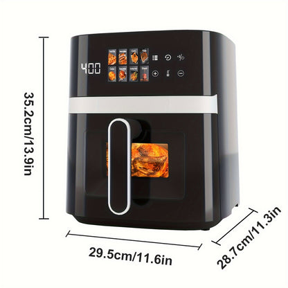 6QT Air Fryer with Multi Function, Visible Window, LED Digital Touchscreen, Warm, Broil, Toast, Bake, Air Fry, Oil-Free, Non-Stick Basket, Easy to Clean, 5QT Large Capacity, Perfect for Countertop, Healthy Cooking