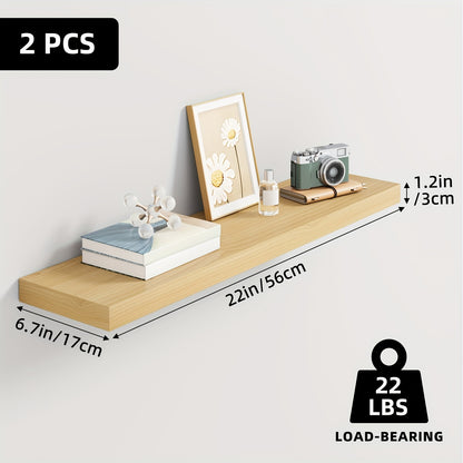 TOMNK 2/4/6pcs Set Floating Shelves, 15.7-inch/19.7-inch/22-inch Wooden Wall-Mounted Shelves, Suitable for Home Decor in Living Rooms and Kitchens, Strong Load-Bearing Capacity, Can Be Installed in Bathrooms, Bedrooms, Living Rooms, or Kitchens