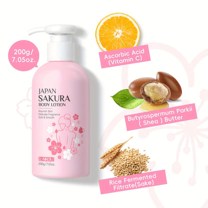 LAIKOU Sakura Radiant Body Lotion 7. 05oz - Hydrating & Cream for Dry, Cracked with Vitamin C & Shea Butter