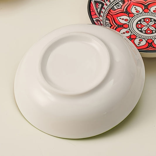 Bohemian Style 10 Ceramic Condiment Snack Dish Set-small Saucer Multi-purpose Dip and Seasoning Dish for Soy Sauce, Vinegar, Spices-ideal for Home, Kitchen, Restaurant, Sushi Restaurant, Party, Barbecue and Picnic-machine Washable