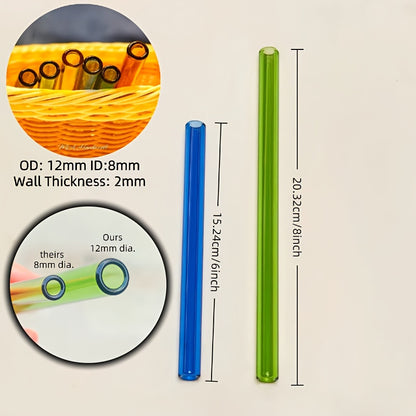14-Package Reusable High Borosilicate Glass Straws, Straight Glass Tubes, High-Temperature Resistant Drinking Straws, 12Mm OD, 2Mm Wall Thickness, Strong And Durable, Dishwasher Safe, Smoothies, Tea, Coffee, Juice, Thanksgiving