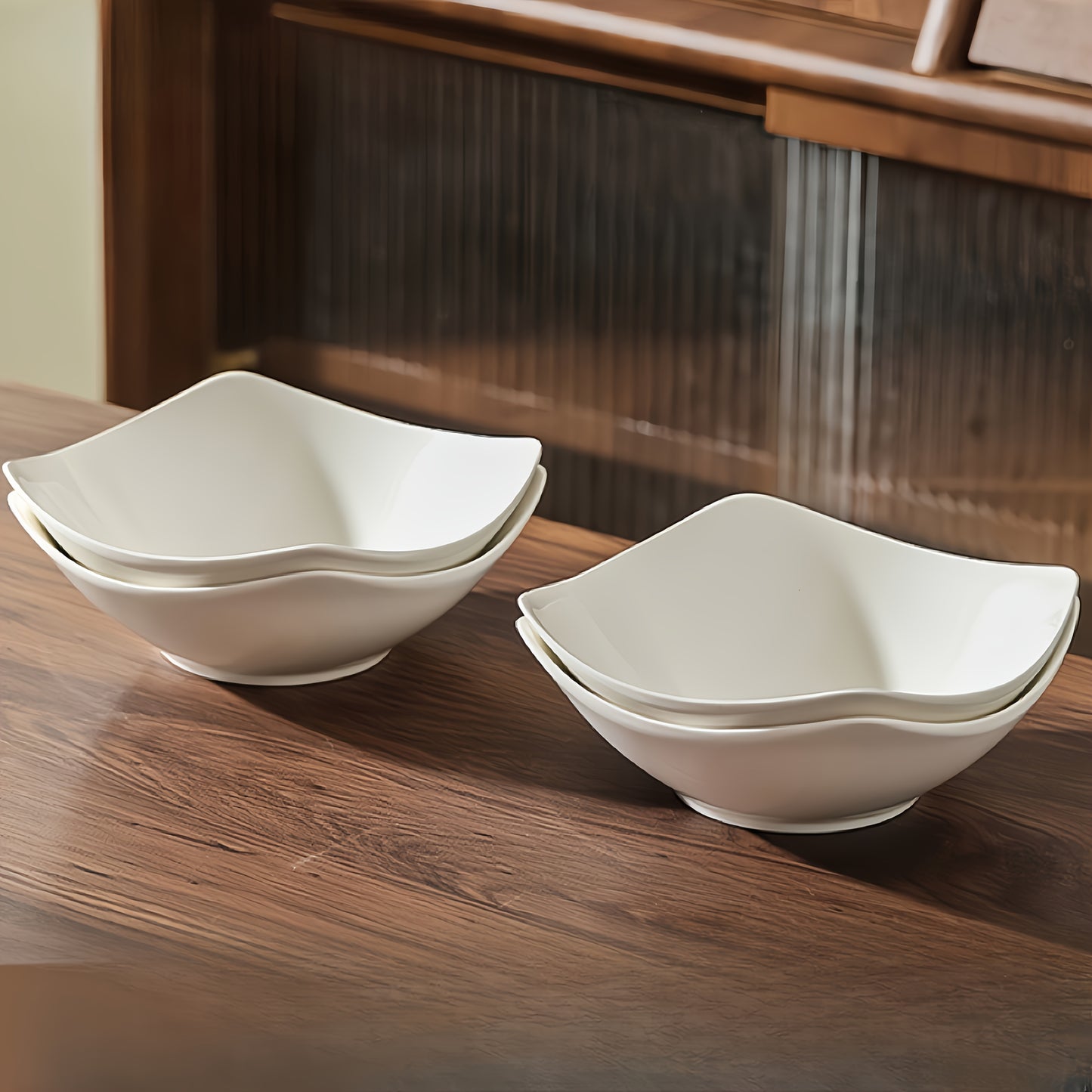 4/8/16pcs White Salad Bowl & Plate Set, Reusable PP Material. for Cold Dishes, Desserts, Party Foods. Ideal for Gatherings, Hotels, Outdoor Trips, Picnics, Weddings. Lightweight, Portable, Stackable, Microwave-safe. Practical Tableware.