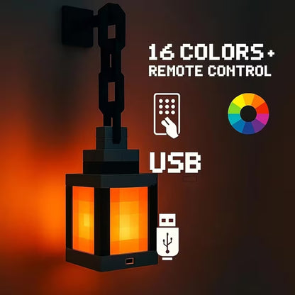 Lantern Night Light - 16-Color Wall-Mounted Ambient Night Light Strip With Remote Control - Wall-Mounted Table Lamp, Role-Playing Theme Bedside Lamp, Halloween, Christmas Room Decorative Light