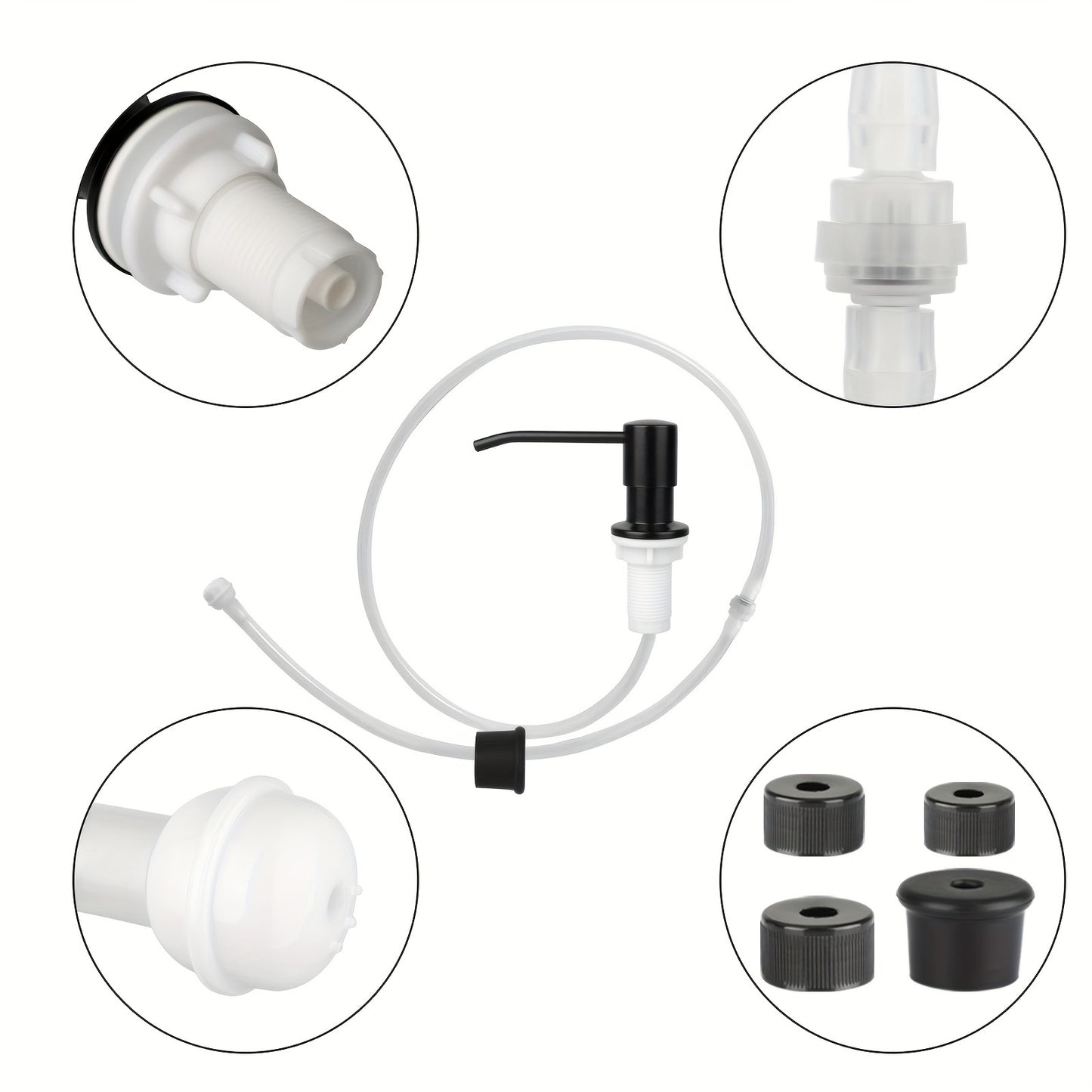 Stainless Steel Soap Dispenser for Kitchen Sink, with Extension Tube Kit 47", Easy Press Hand Sanitizer Pump for Household