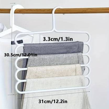 5pcs, Multifunctional Five-Layer Pants Rack, Anti Slip, Multi-layer Clothing Store Wardrobe Clothes Hanger, Scarf Storage Hanging Rack, Pants Rack